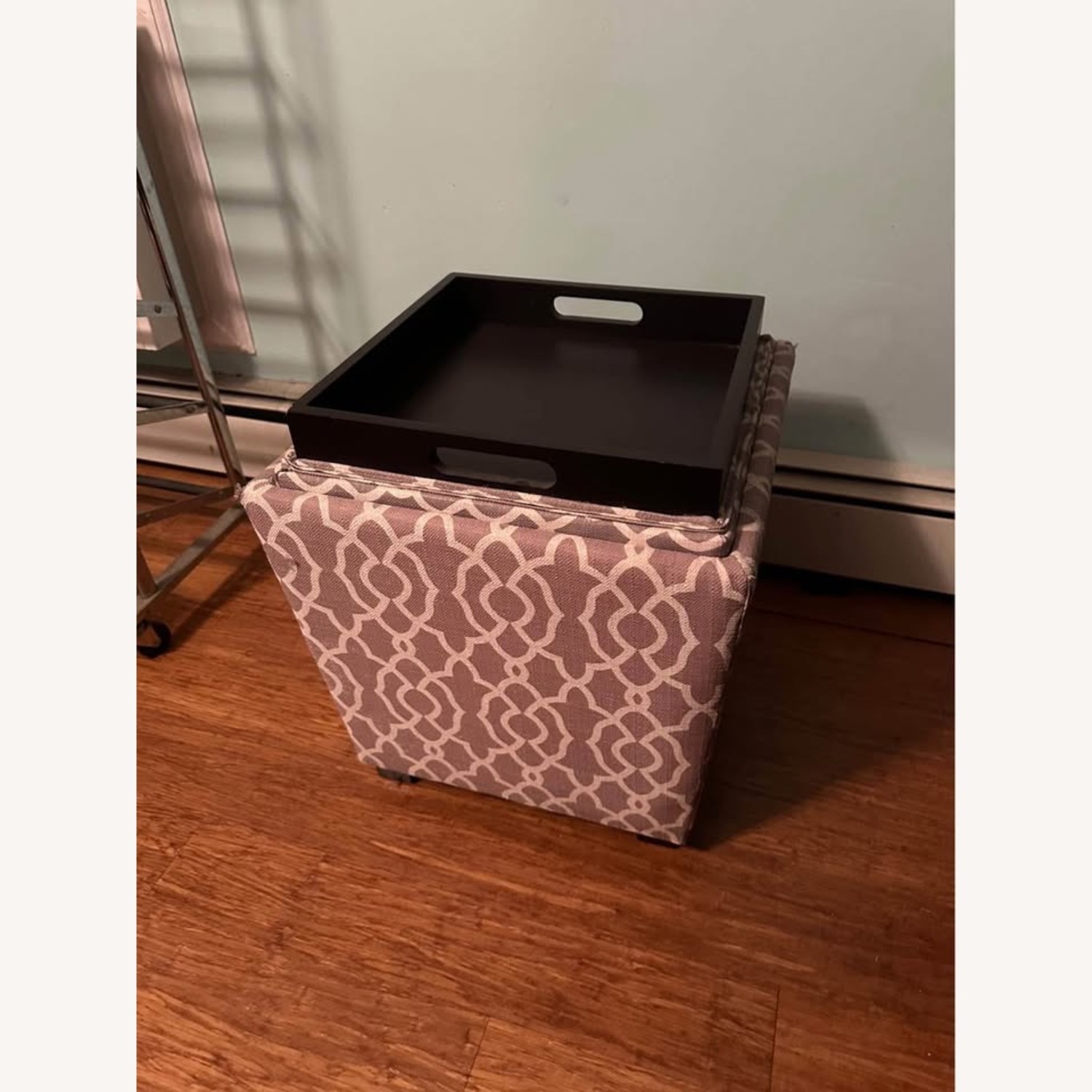 Light Gray Fabric Ottoman - image-2