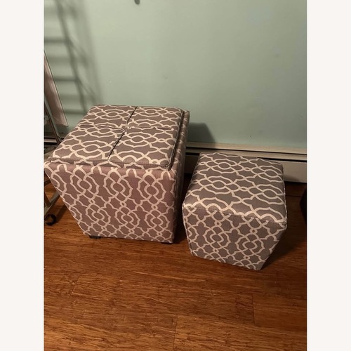 Used Light Gray Fabric Ottoman for sale on AptDeco