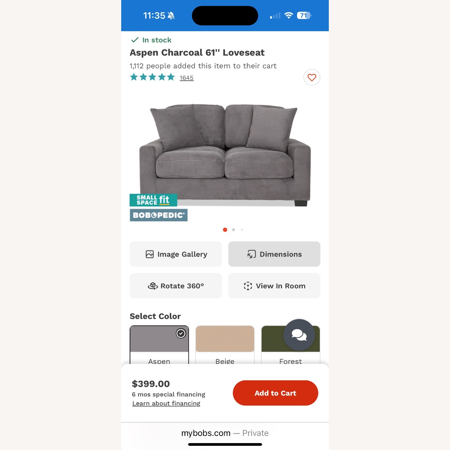 Aspen Home Light Gray Loveseat - image-3