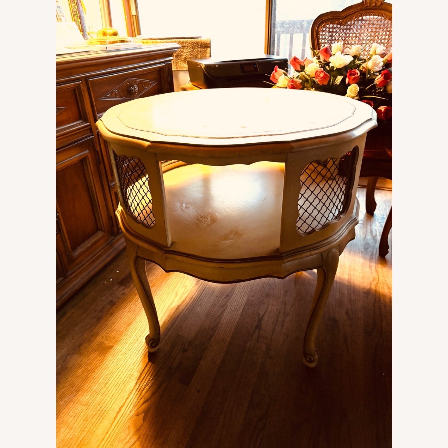 Vintage/Antique Off-White Side Table - image-2