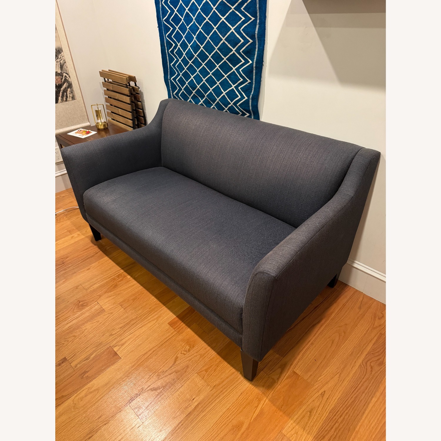 Crate & Barrel Blue Fabric 2 Seater Sofa - image-2