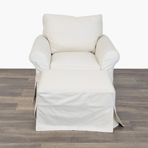 Used Pottery Barn Air Roll Arm Lounge Chair withOttoman for sale on AptDeco