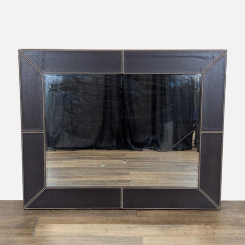 Used Faux Leather Framed Mirror for sale on AptDeco