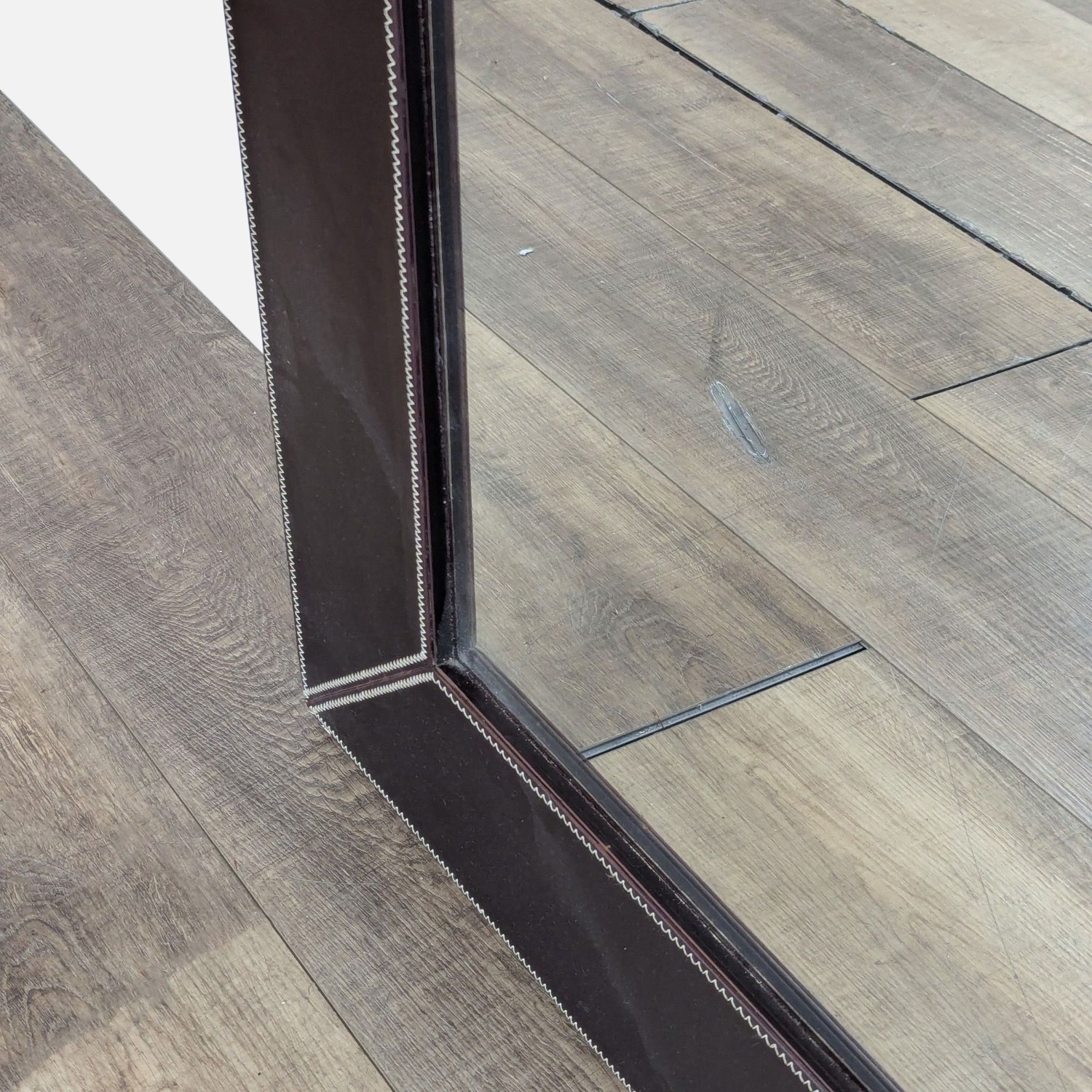 Faux Leather Framed Mirror - image-3