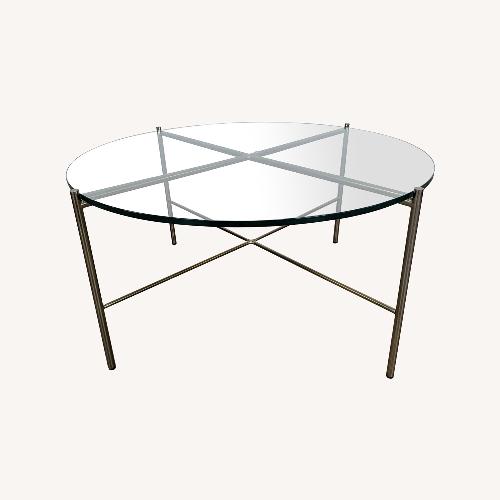 Used Glass Top Coffee Table on Metal Frame	 for sale on AptDeco