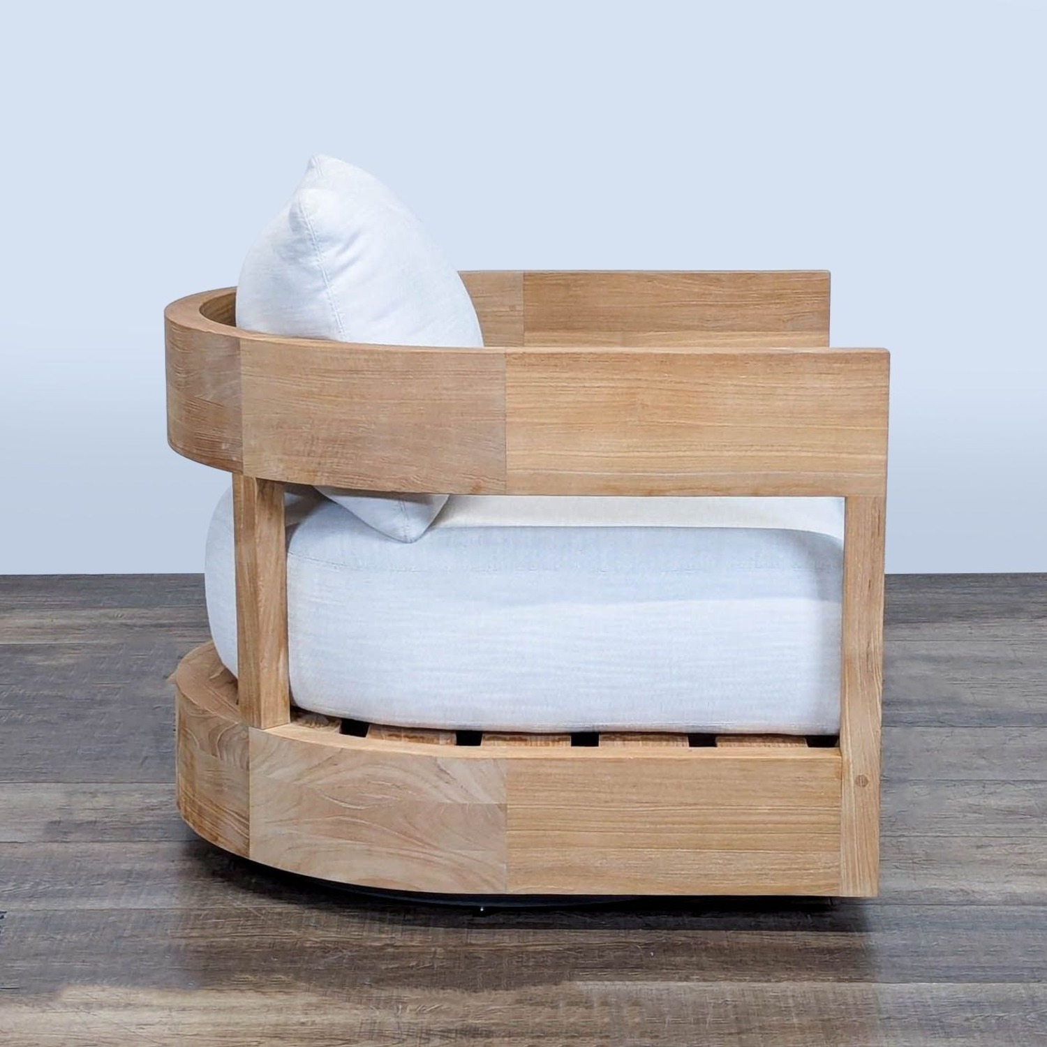 Restoration Hardware Balmain Teak Swivel Chair - image-3