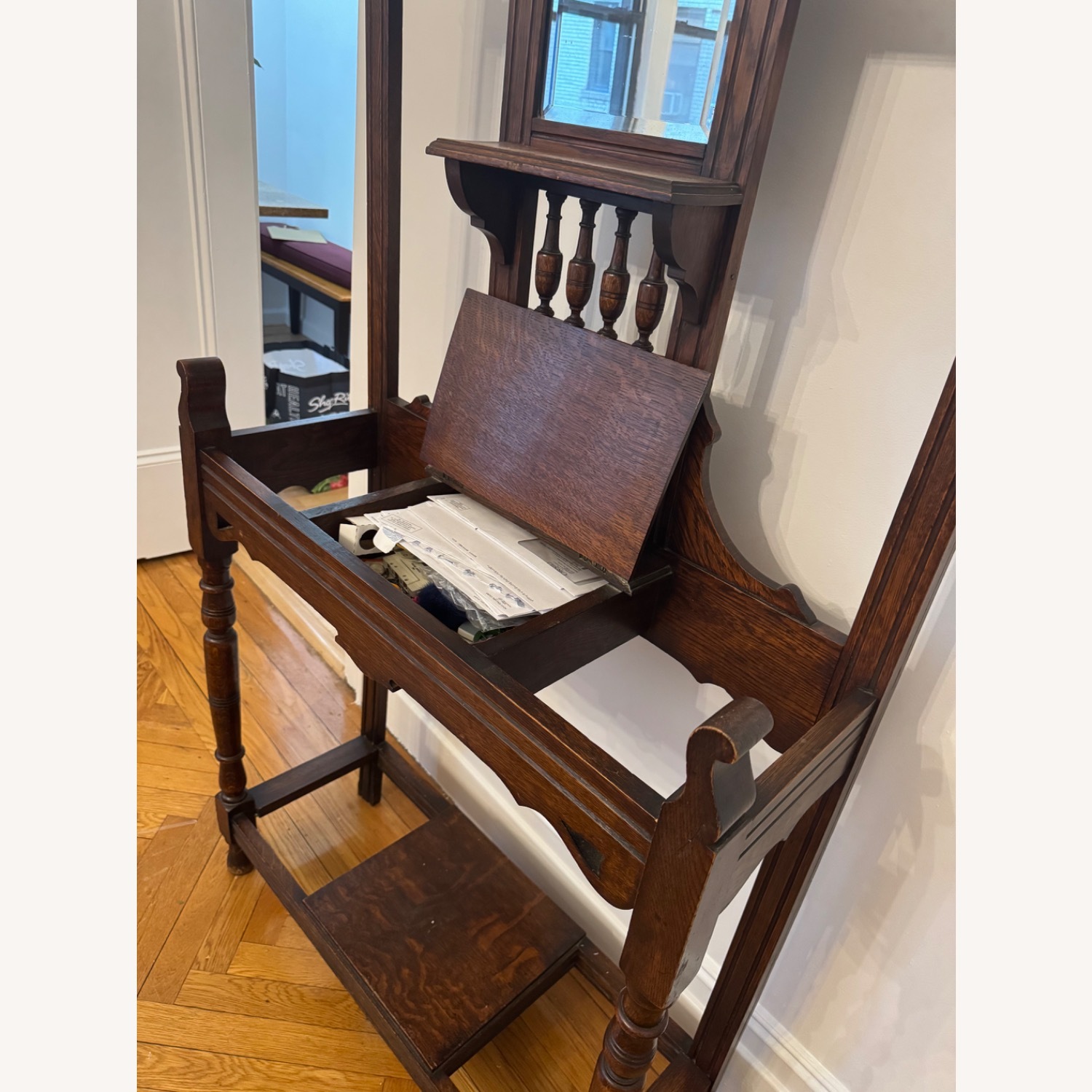 Vintage/Antique Dark Brown Wood Coat Rack - image-3