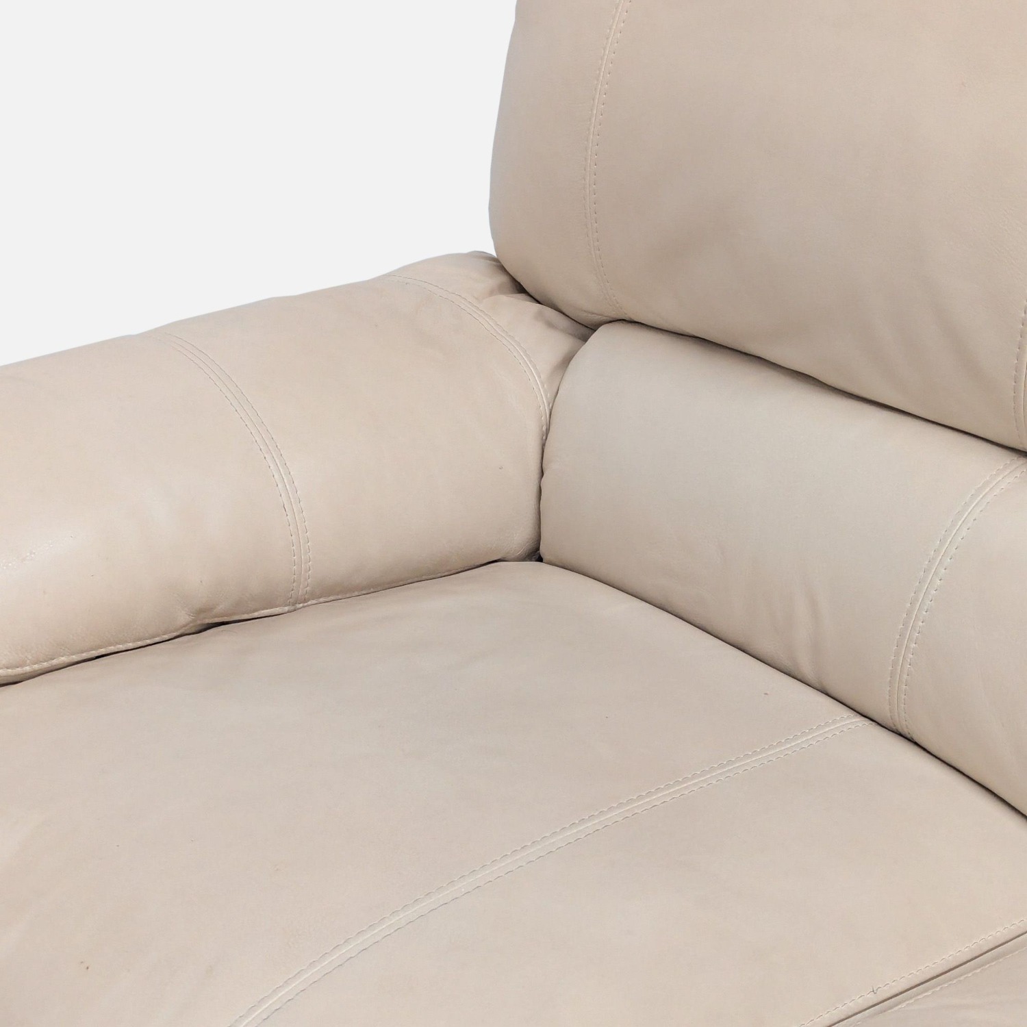 Traditional Cream Leather Reclining Loveseat	 - image-3