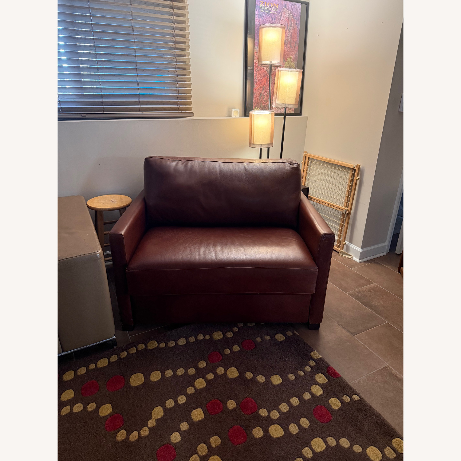 Jensen-Lewis Dark Brown Leather Chair and a Half - image-1