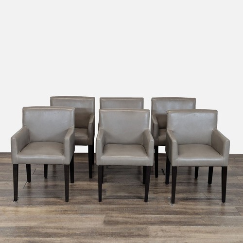 Used West Elm Leather Dining Chairs Set of Six  for sale on AptDeco