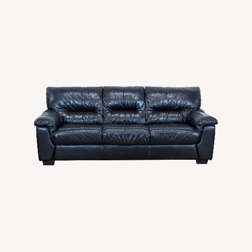 Used Ashley Furniture 3-Seat Black Leather Sofa for sale on AptDeco