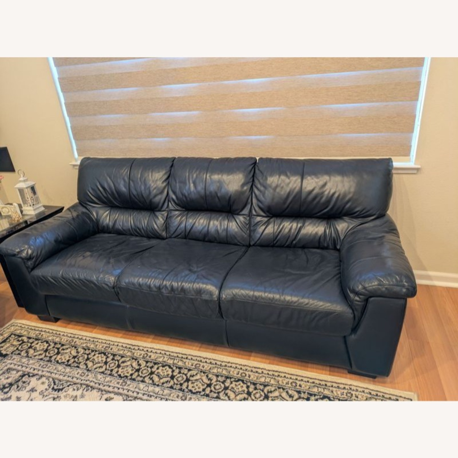 Ashley Furniture 3-Seat Black Leather Sofa - image-1