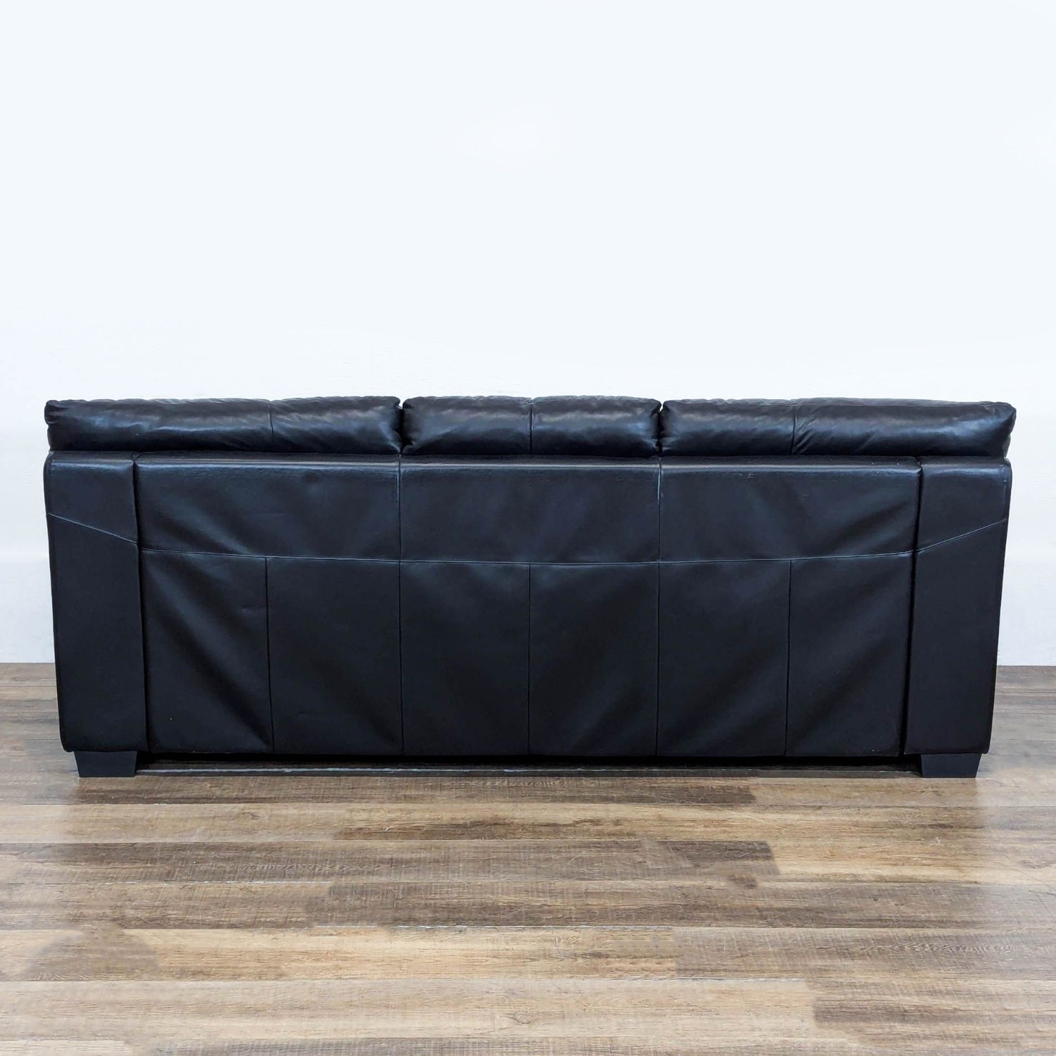 Ashley Furniture 3-Seat Black Leather Sofa - image-3