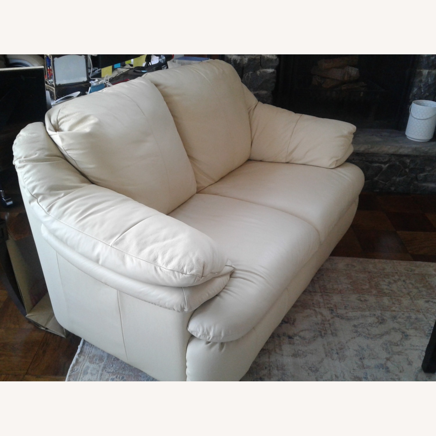Natural Leather Loveseat - image-2