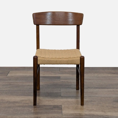 Used Wood Dining Chair with Woven Seat	 for sale on AptDeco