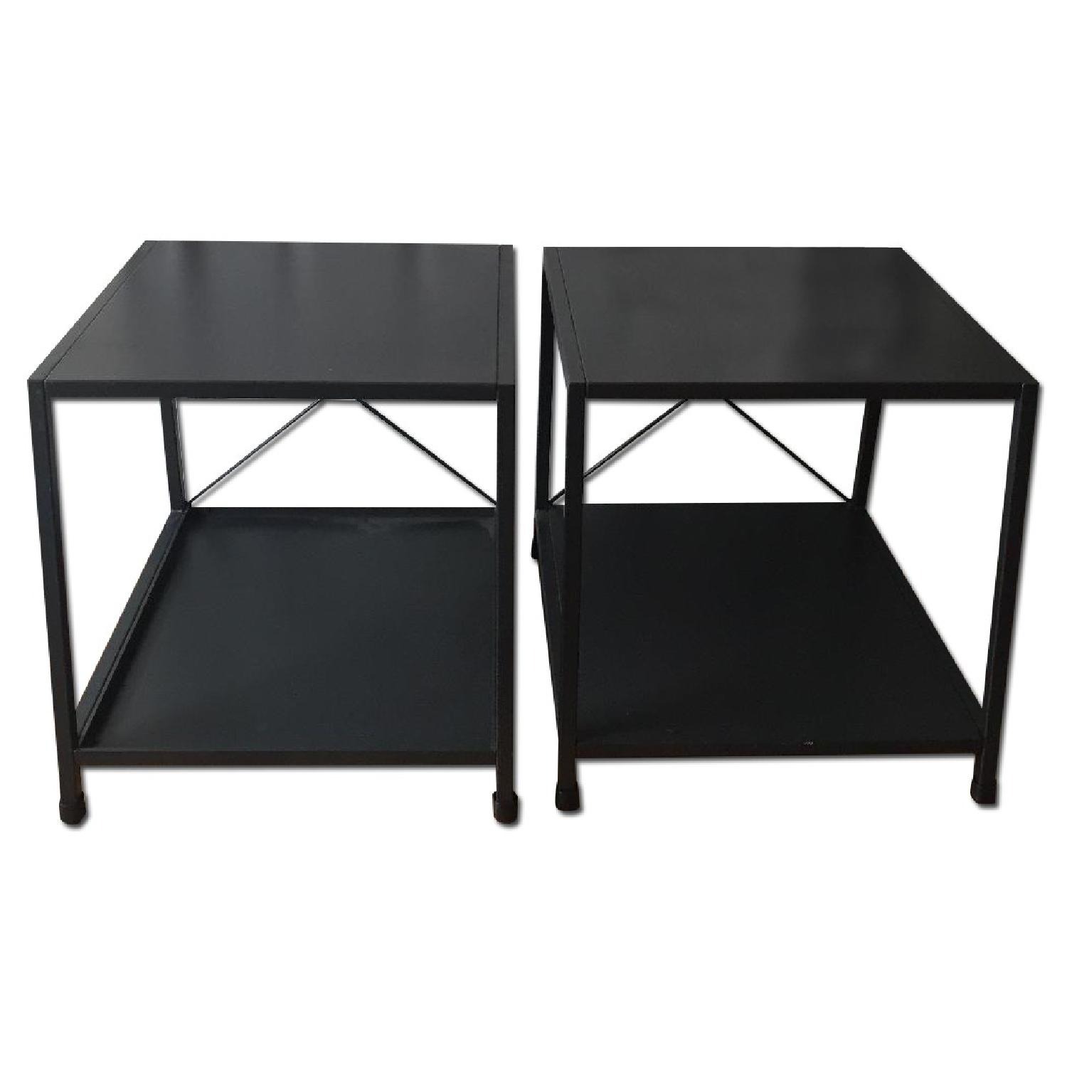 CB2 Harvey Charcoal Metal SideTables Set for 2 - image-3