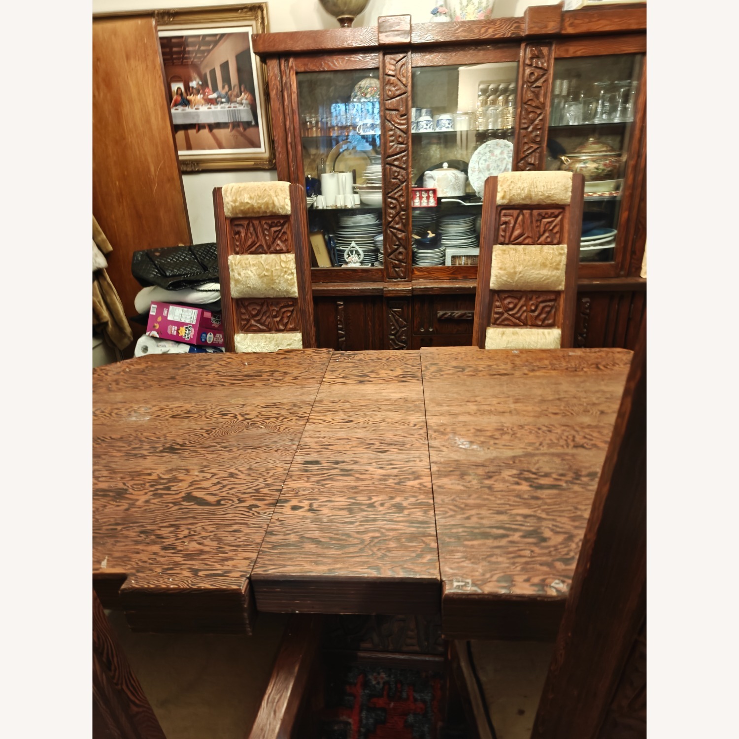 Vintage/Antique Dark Brown Wood Dining Sets - image-0