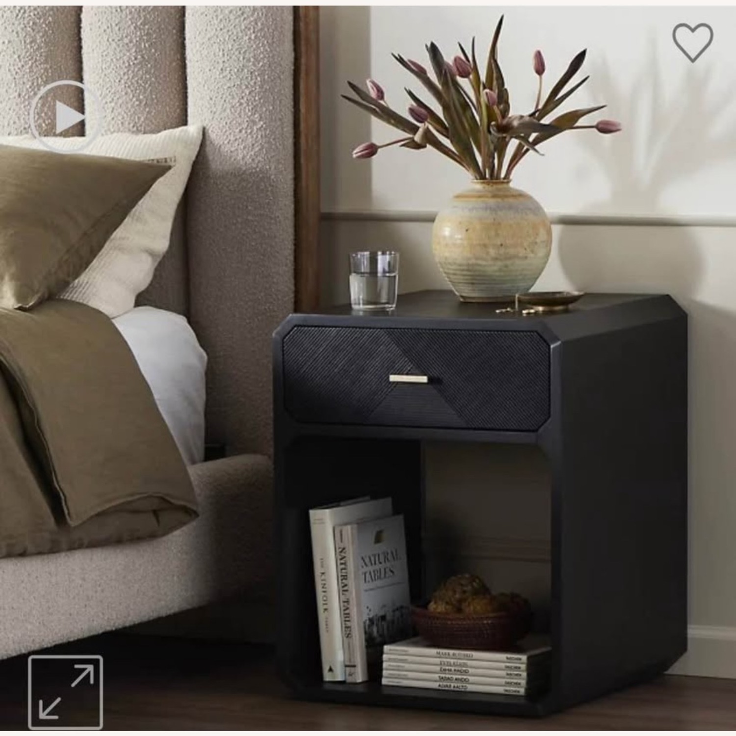 Four Hands Caspian Black Wood Nightstand - image-2