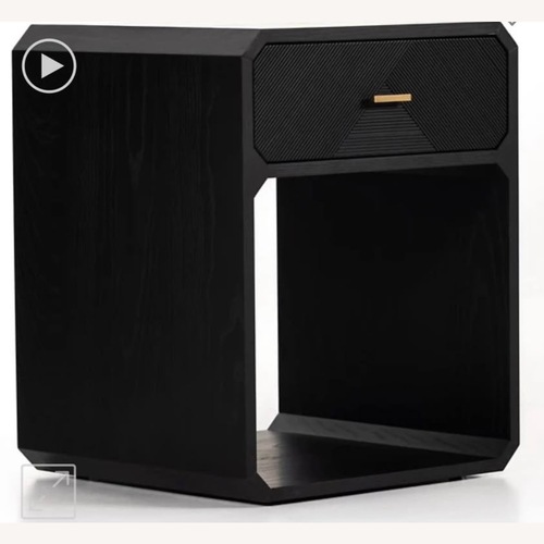 Used Four Hands Caspian Black Wood Nightstand for sale on AptDeco