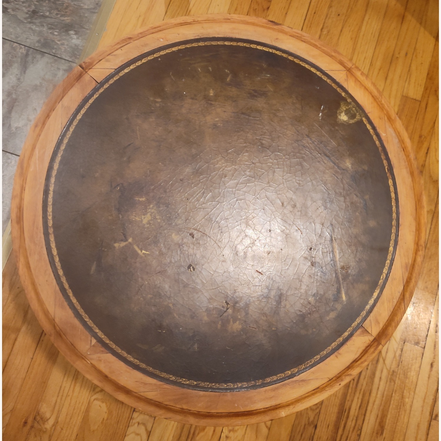 Vintage/Antique Light Brown Wood Side Table - image-3