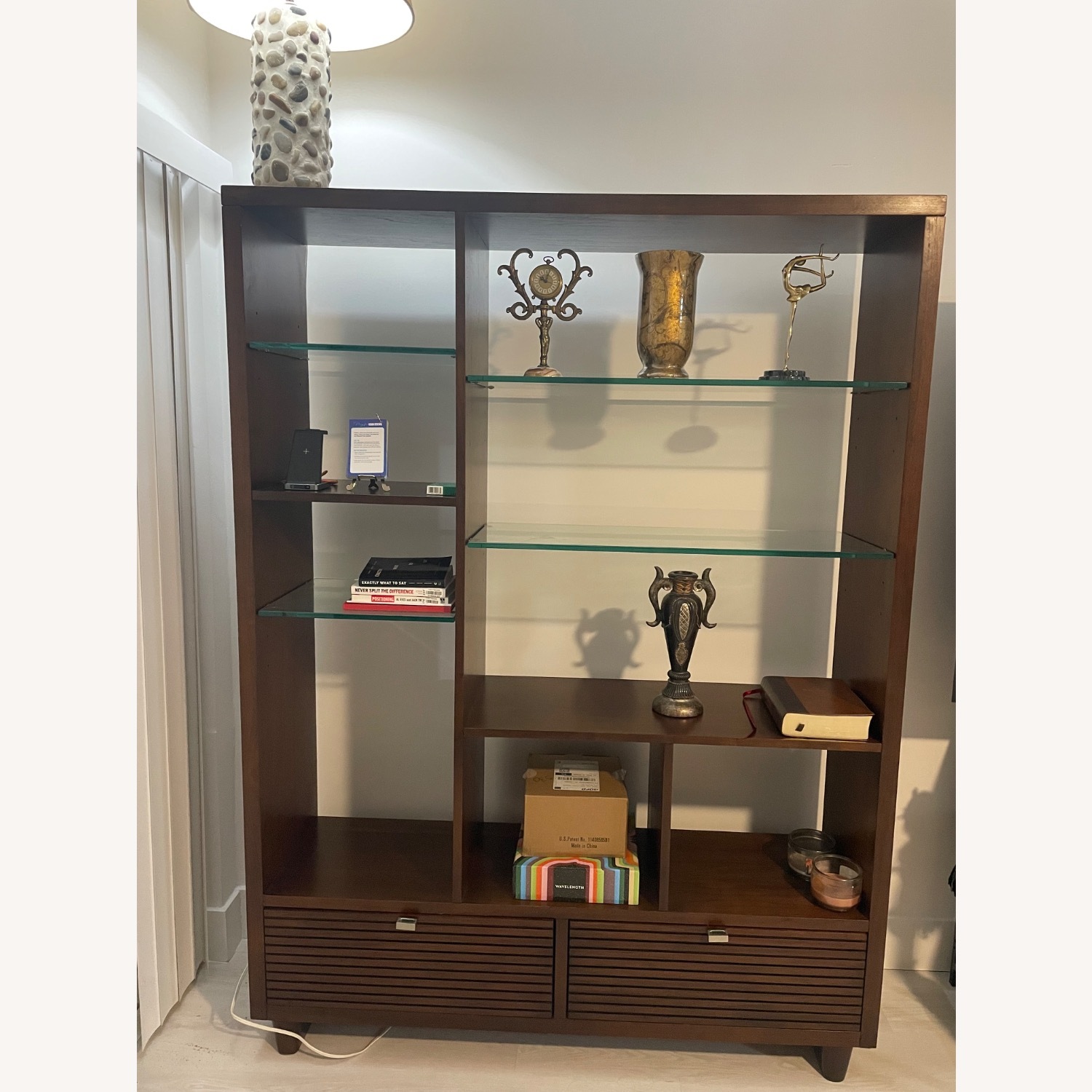 Blake Tovin Crate and Barrel Brown Wood Bookcase - image-8