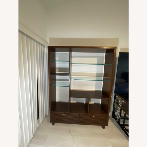Used Blake Tovin Crate and Barrel Brown Wood Bookcase for sale on AptDeco