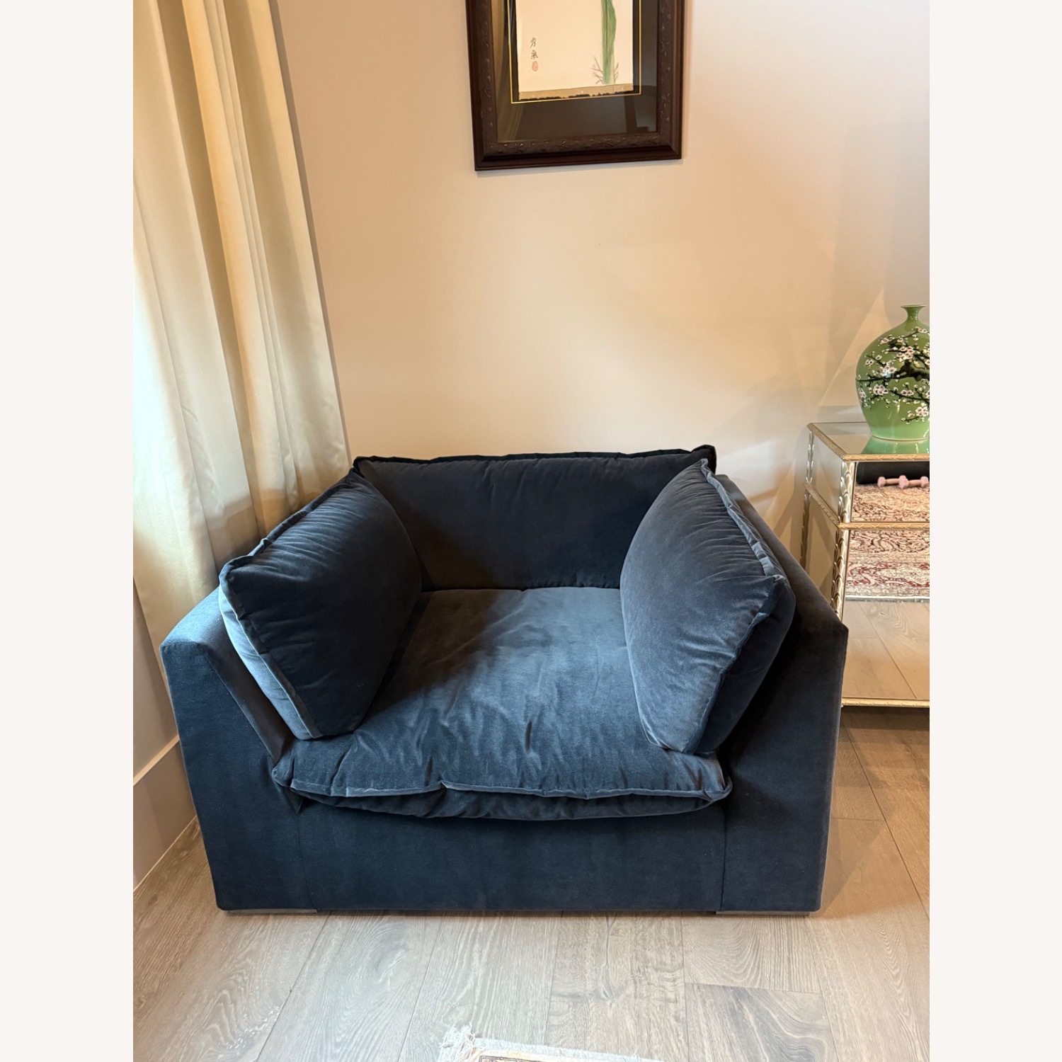 Restoration Hardware Cloud Chair - Indigo Velvet - image-1