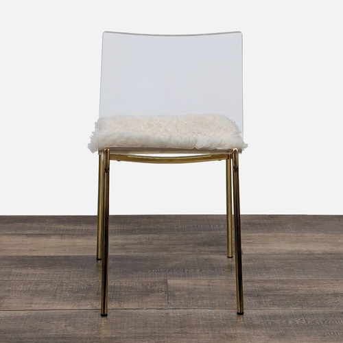 Used CB2 Chiaro Dining Chair with Isladic Sheepskin  for sale on AptDeco