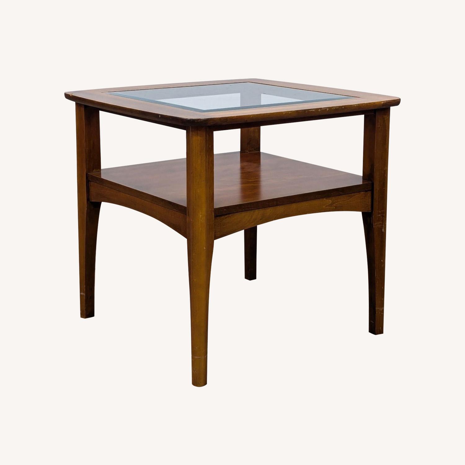 Wood and Glass End Table with Shelf - image-0