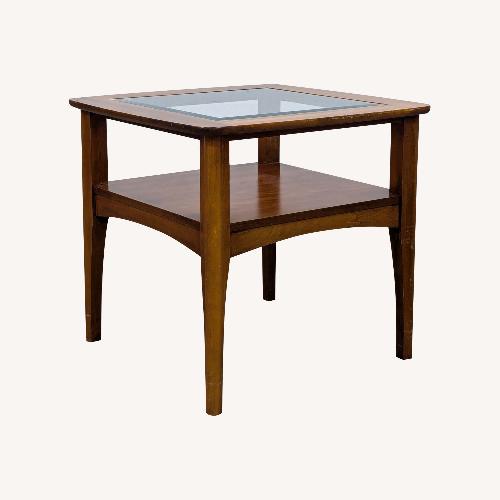 Used Wood and Glass End Table with Shelf	 for sale on AptDeco