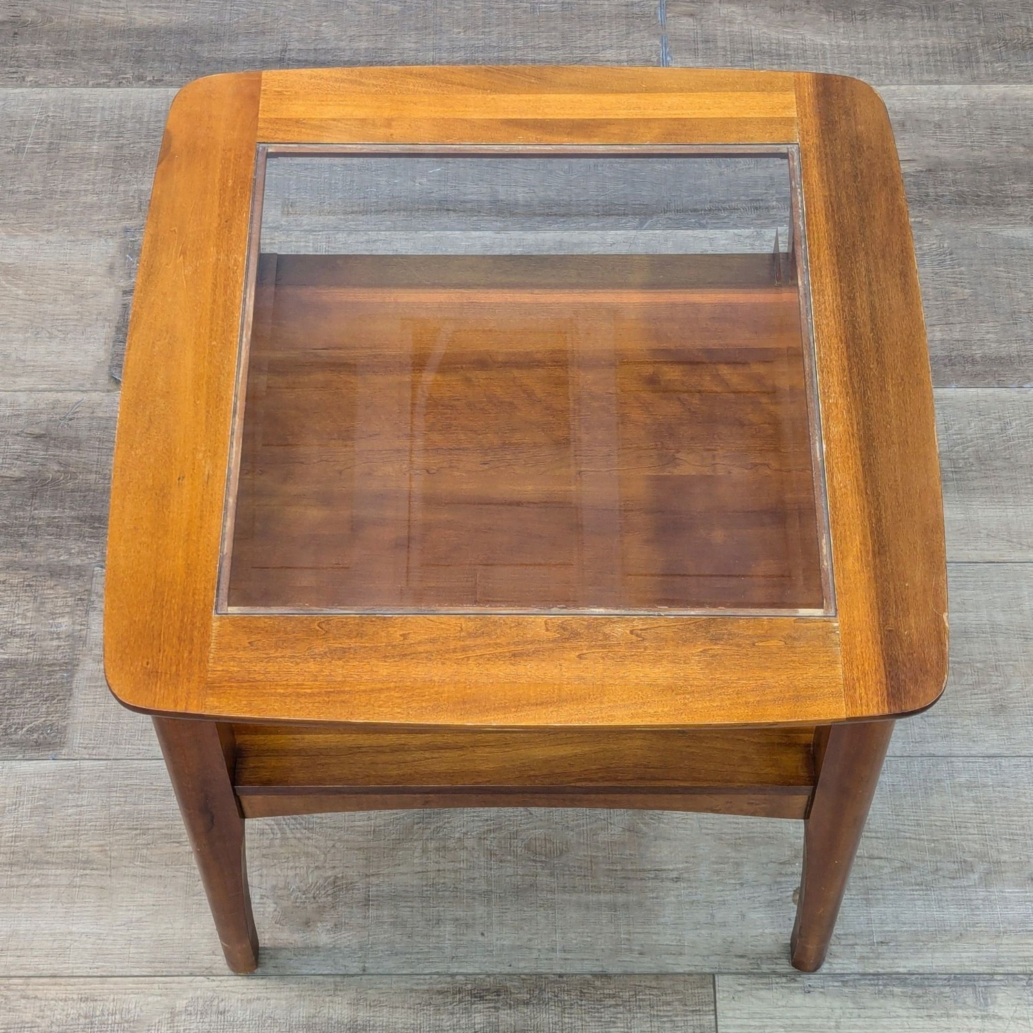 Wood and Glass End Table with Shelf	 - image-4