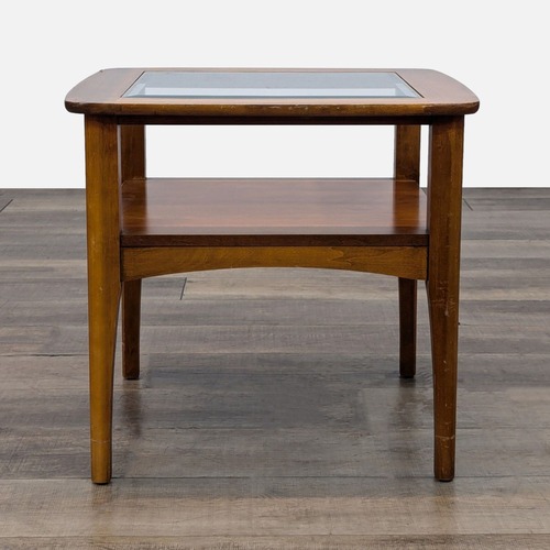 Used Wood and Glass End Table with Shelf	 for sale on AptDeco