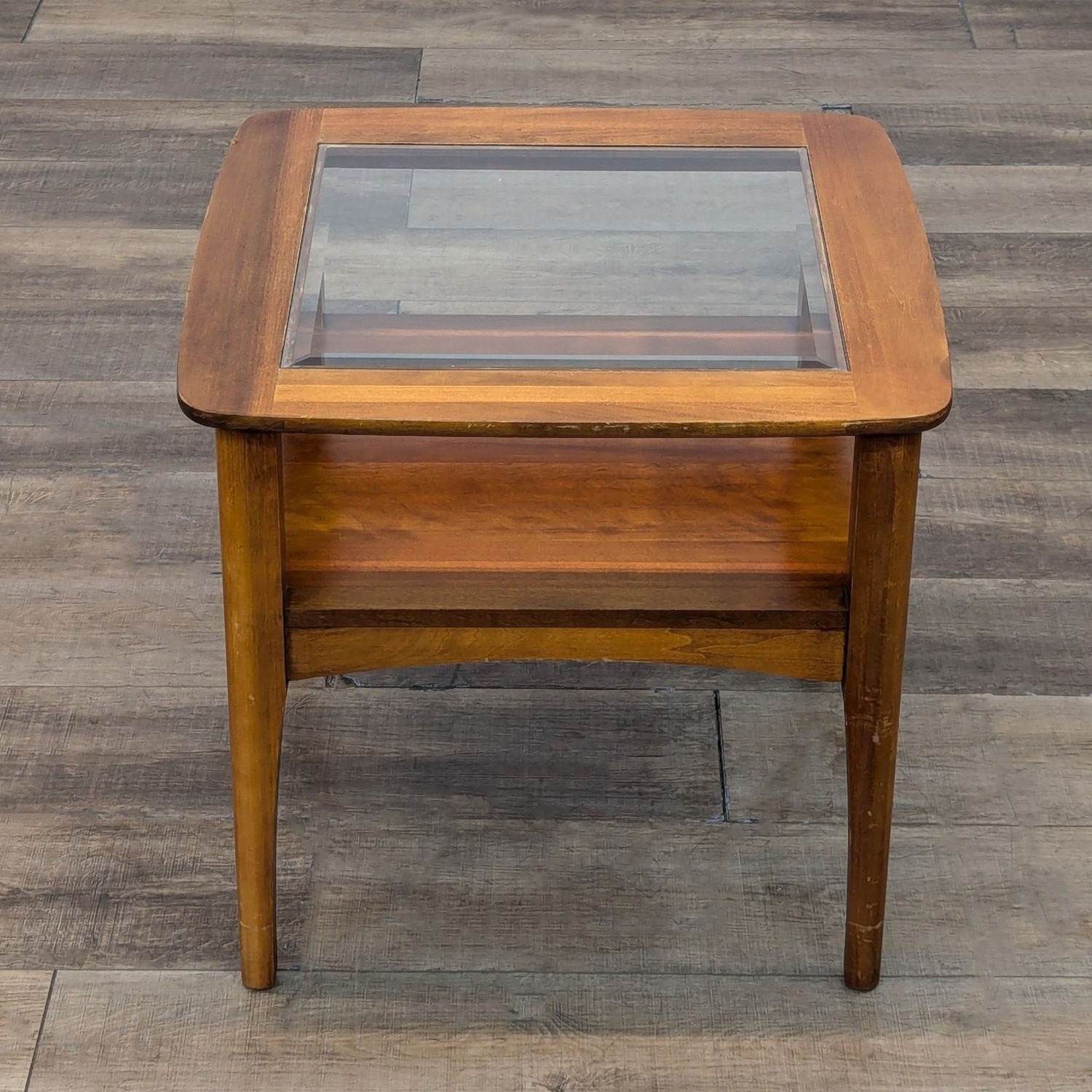 Wood and Glass End Table with Shelf	 - image-1