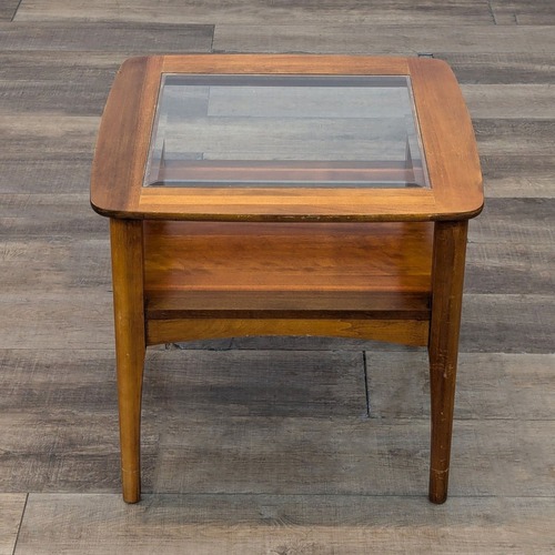 Used Wood and Glass End Table with Shelf	 for sale on AptDeco