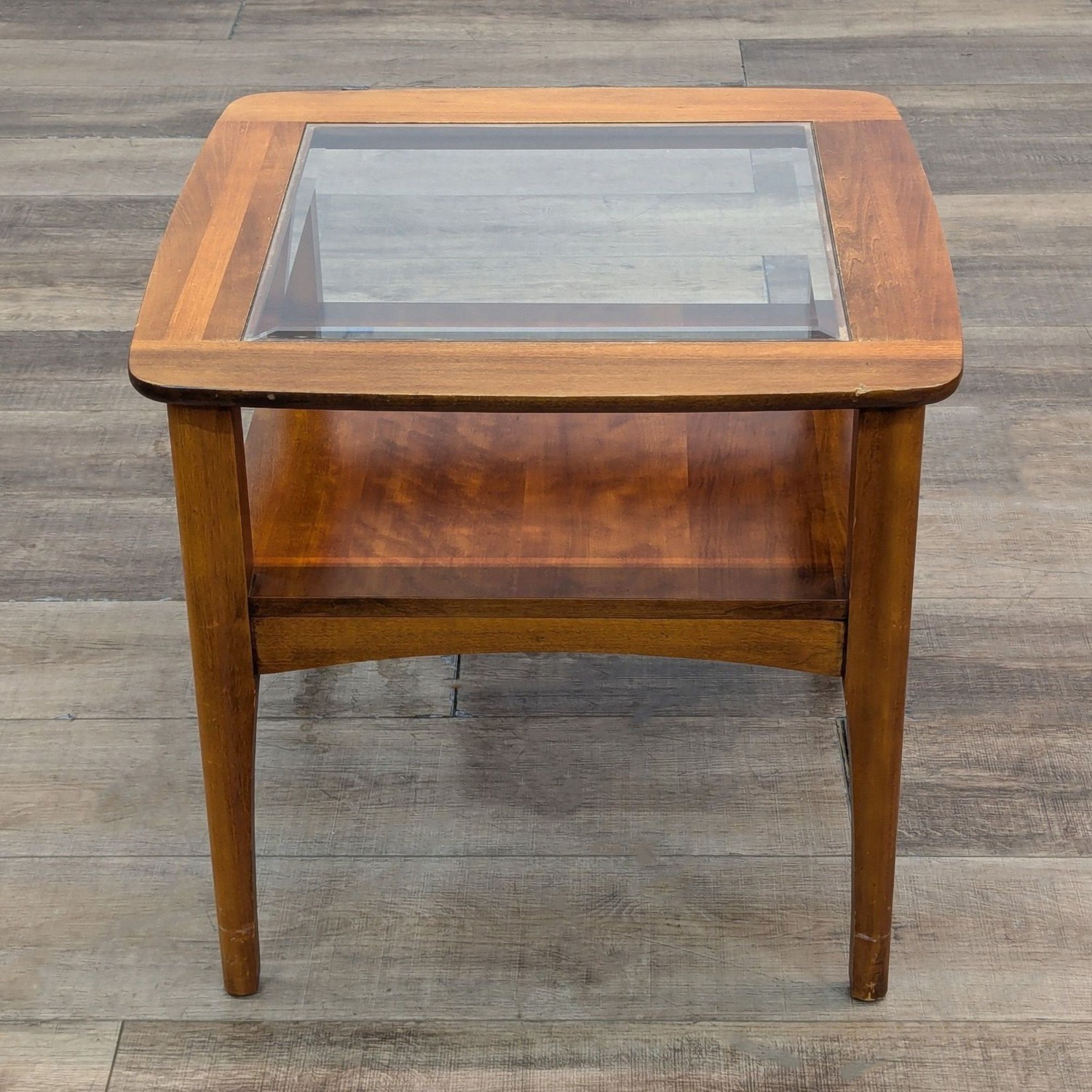 Wood and Glass End Table with Shelf	 - image-3