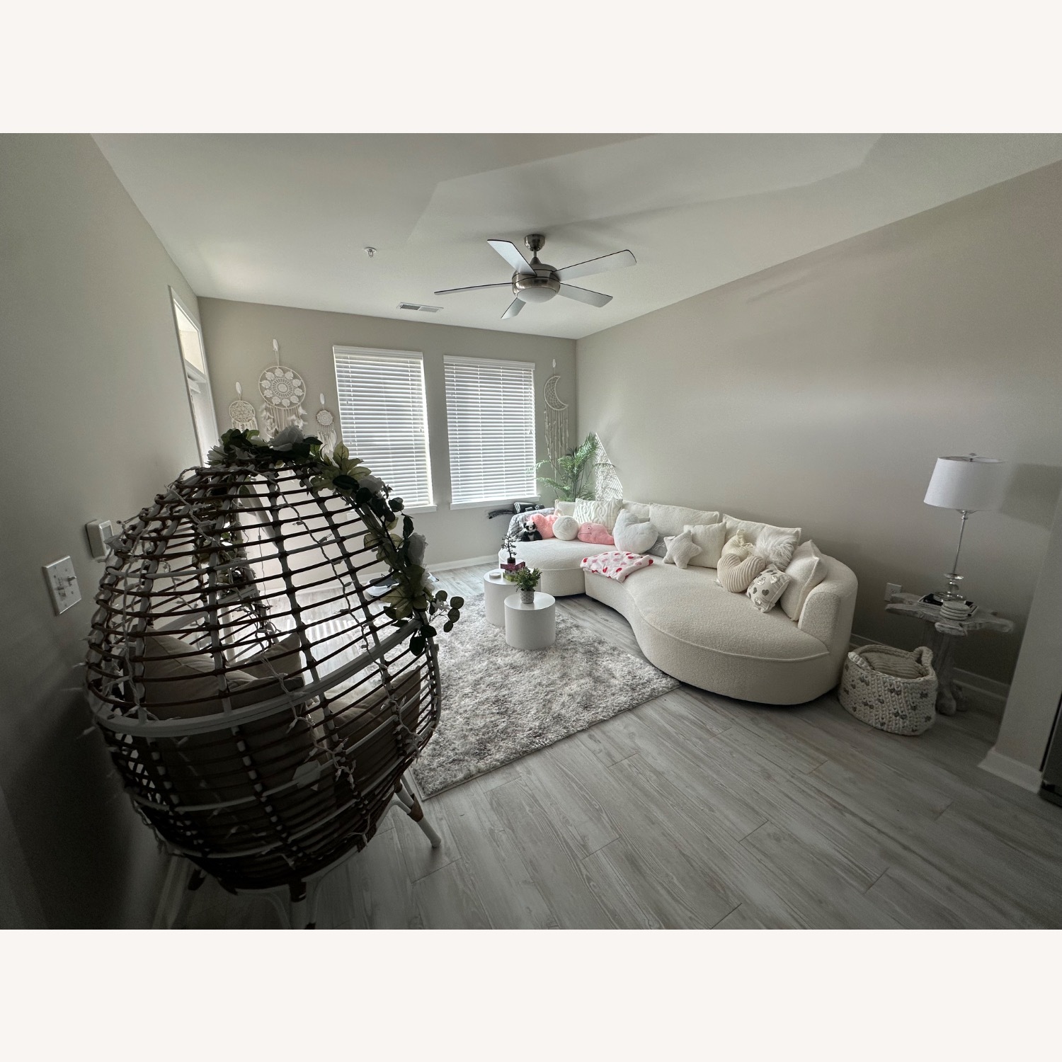 White Boucle 3+ Seater Sofa - image-3