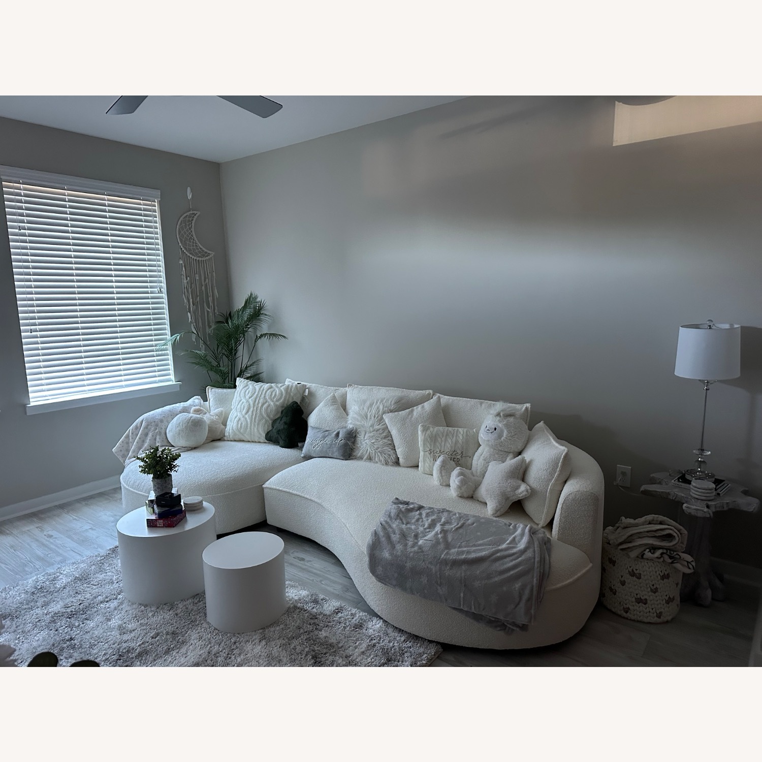 White Boucle 3+ Seater Sofa - image-2