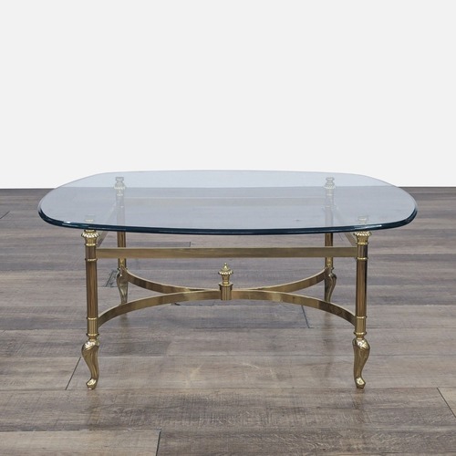 Used Hollywood Regency Glass Top Coffee Table	 for sale on AptDeco