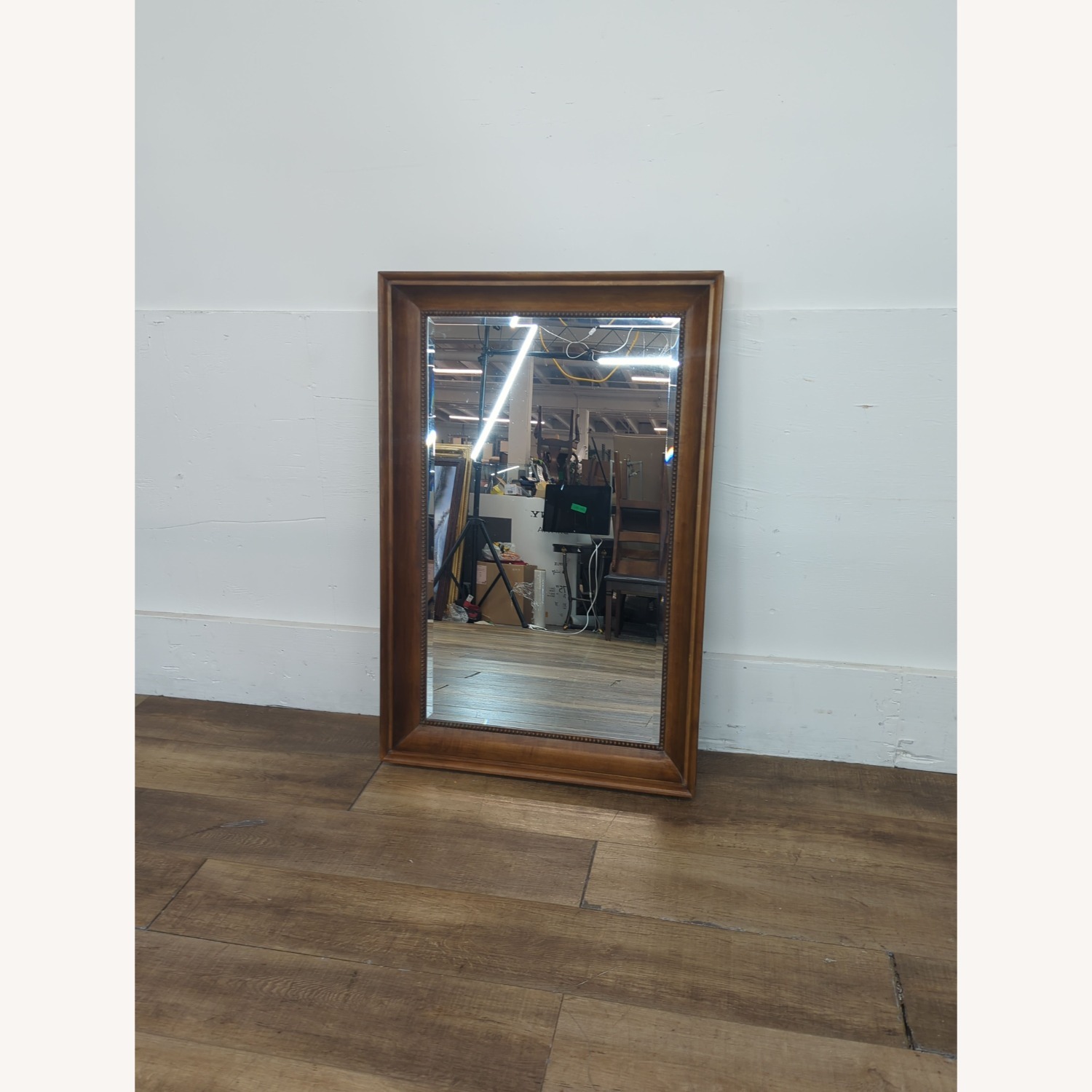 Beveled Glass Wall Mirror with Beaded Trim Wood - image-6