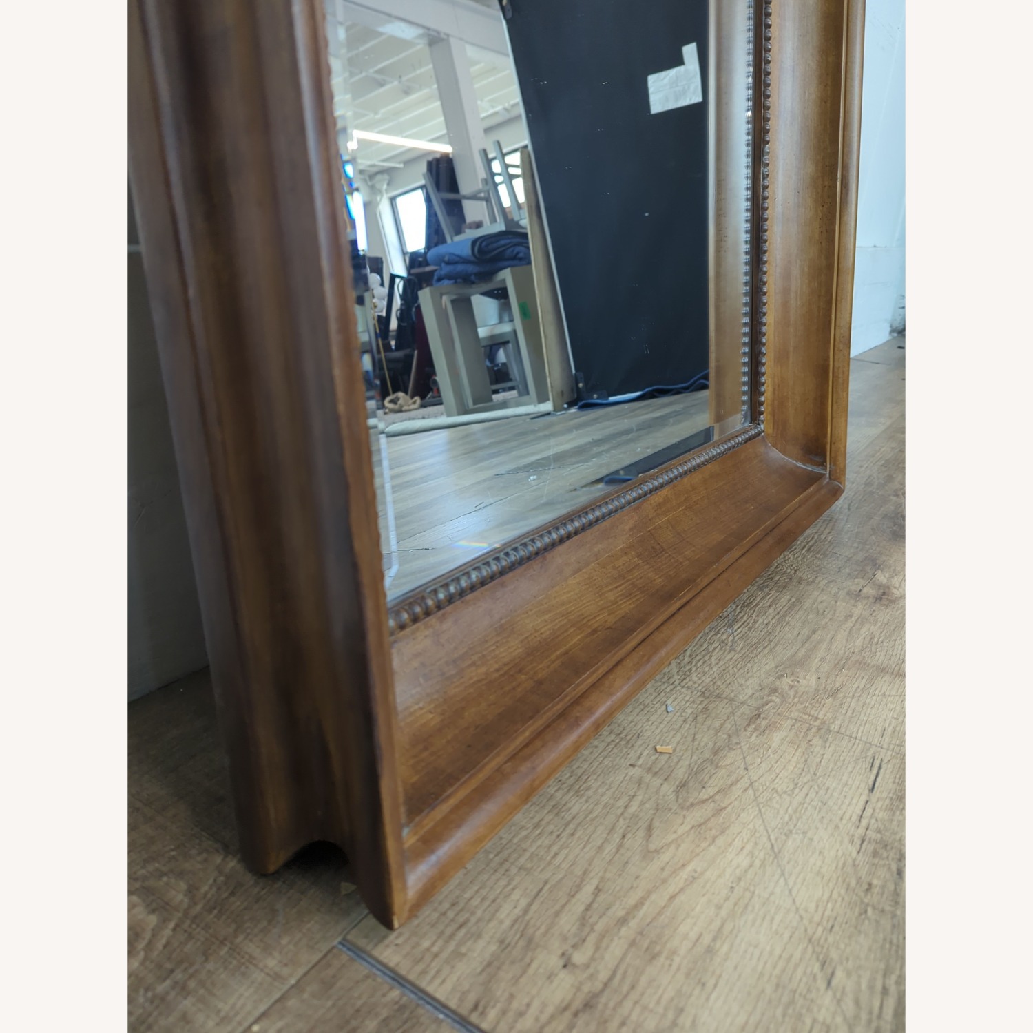 Beveled Glass Wall Mirror with Beaded Trim Wood - image-8