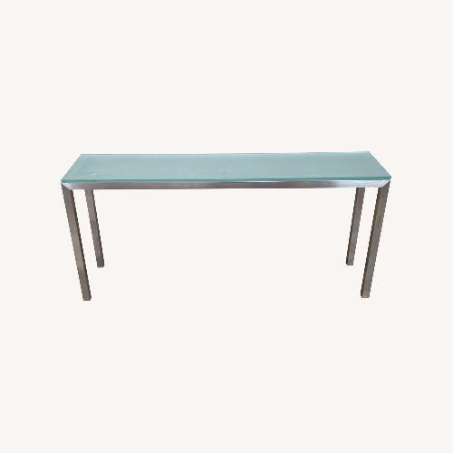 Used Skinny Glass Top Parsons Console Table	 for sale on AptDeco