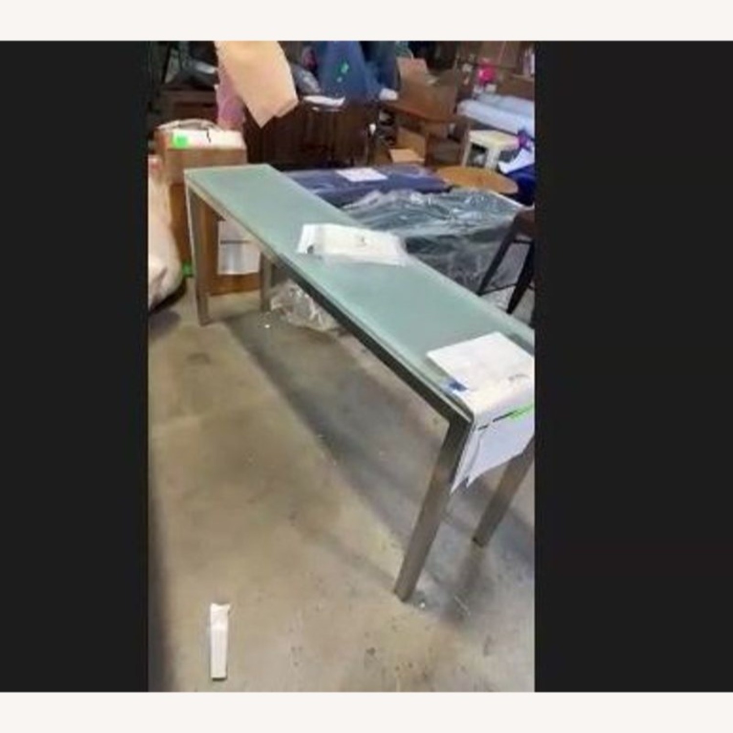 Skinny Glass Top Parsons Console Table	 - image-1