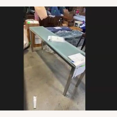 Used Skinny Glass Top Parsons Console Table	 for sale on AptDeco