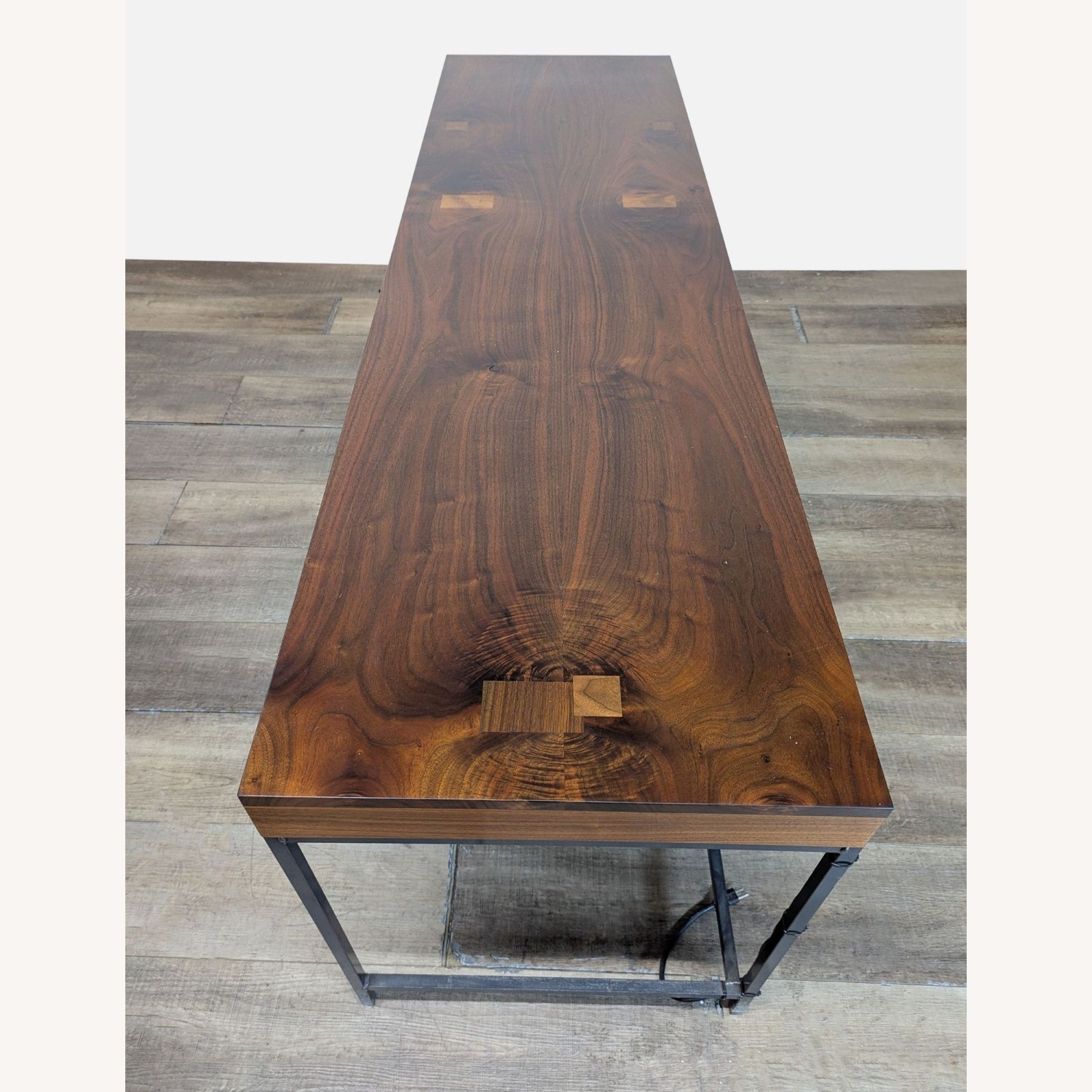 Industrial Metal and Wood Desk with Drawers	 - image-1