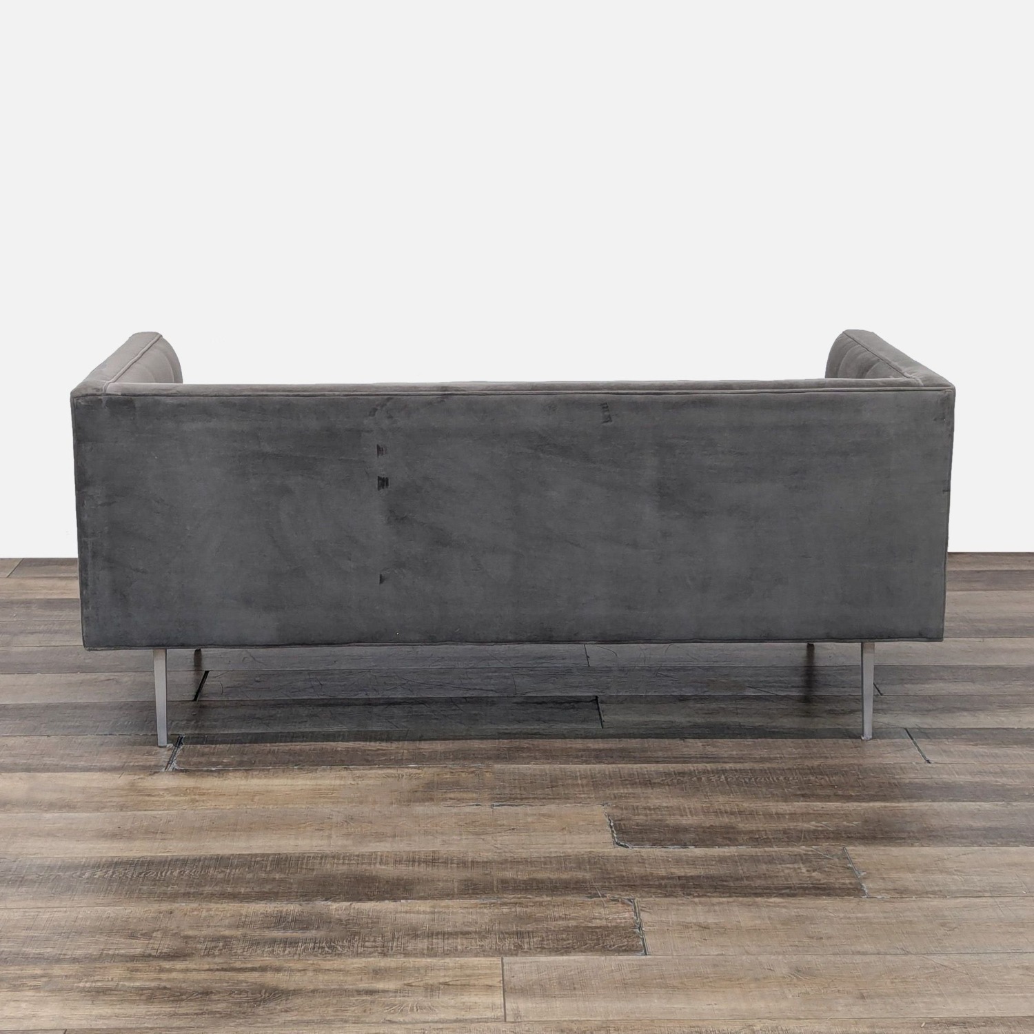 Modern Gray Suede 3-Seat Sofa with Sleek Metal Legs - image-2