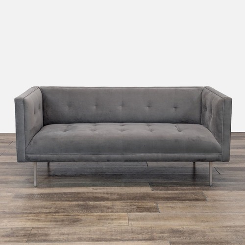 Used Modern Gray Suede 3-Seat Sofa with Sleek Metal Legs for sale on AptDeco