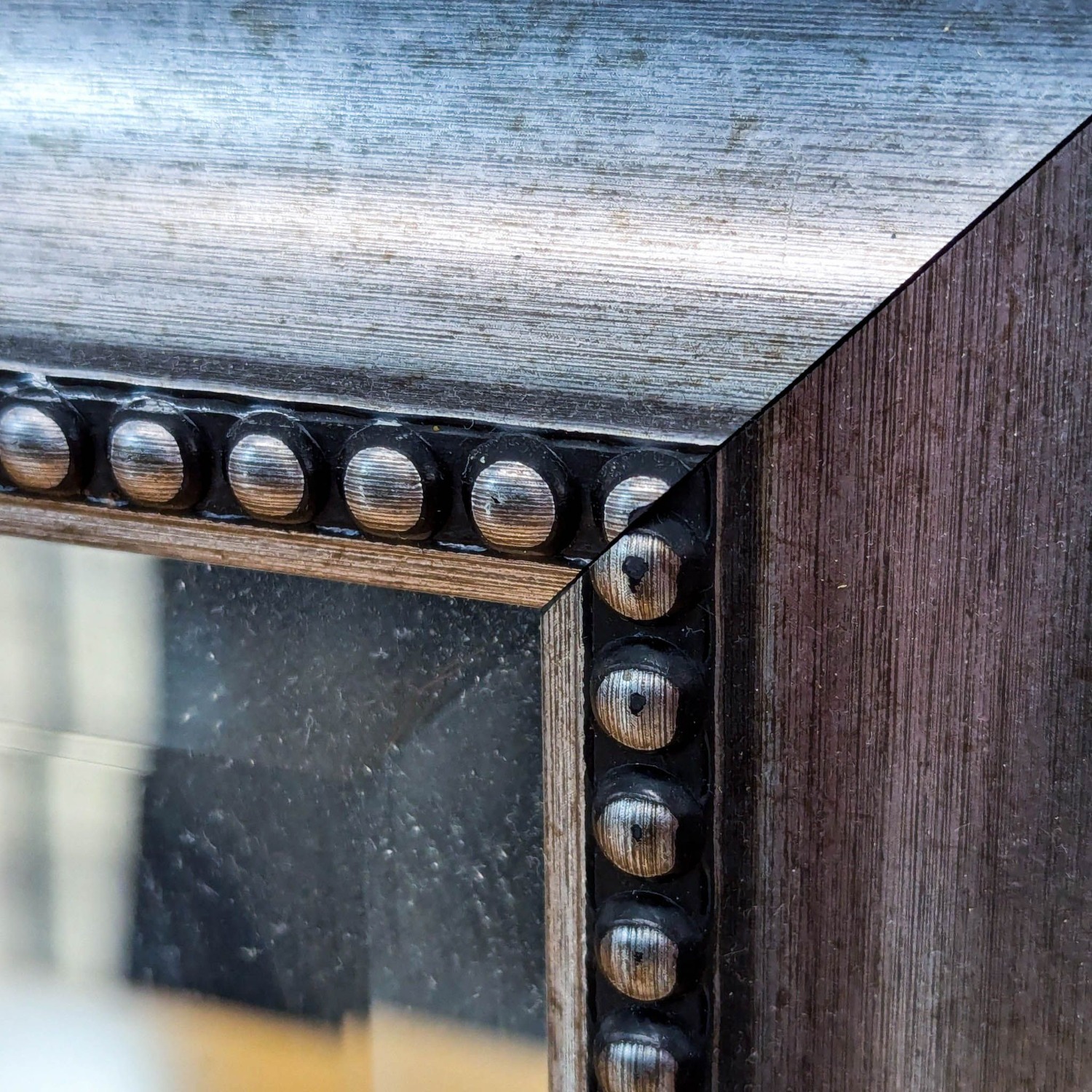 Silvered Framed Mirror with Beaded Trim	 - image-4