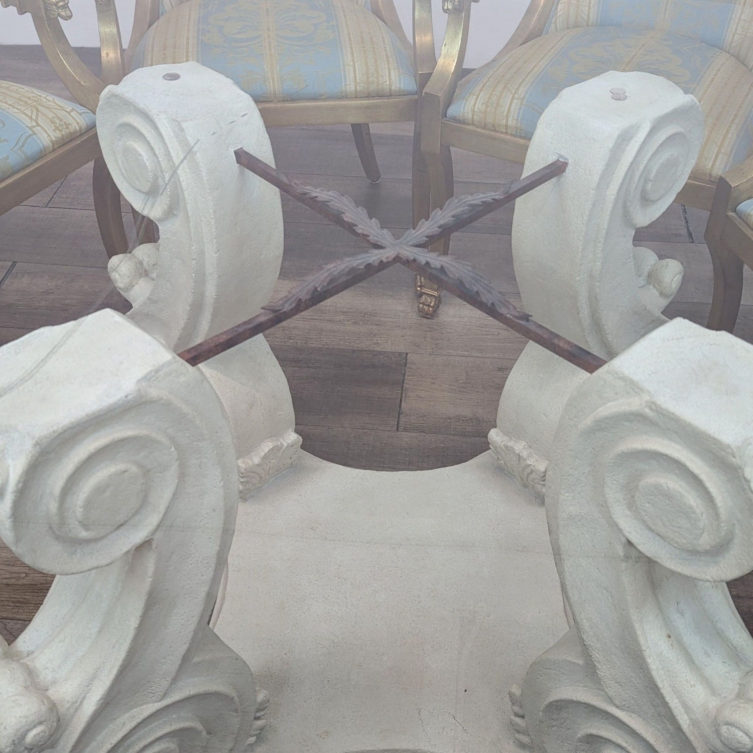 Vintage Glass and Stone Dining Table with 8 Chairs - image-3