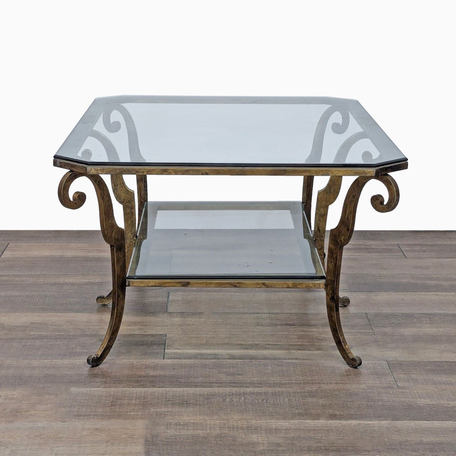  Vintage Ethan Allen Iron and Glass Coffee Table - image-2