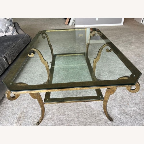 Used  Vintage Ethan Allen Iron and Glass Coffee Table for sale on AptDeco